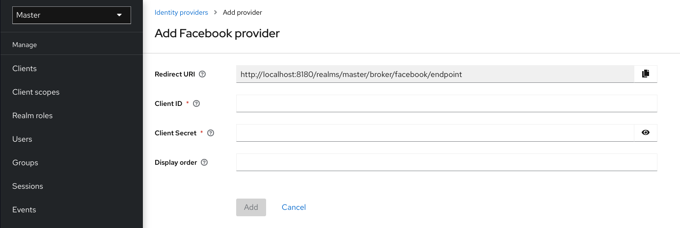 Add Facebook Identity Provider