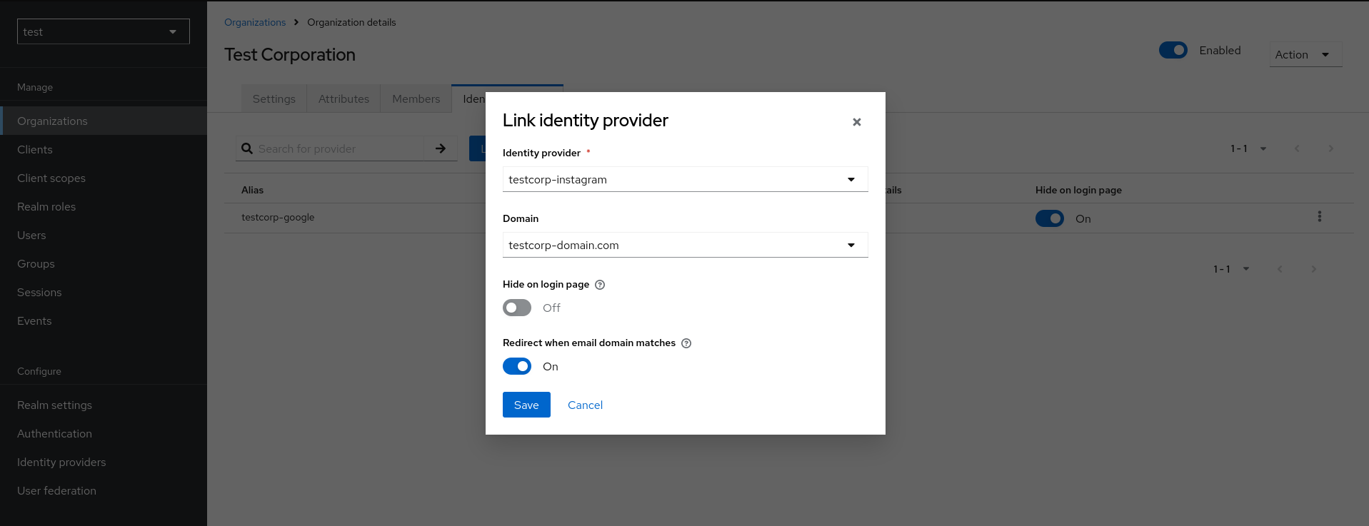 Linking identity provider