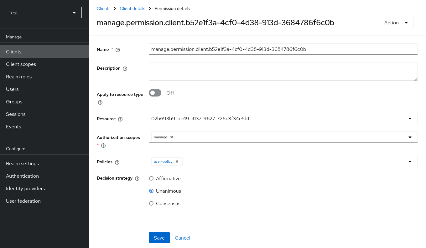 Fine grain client assign user policy