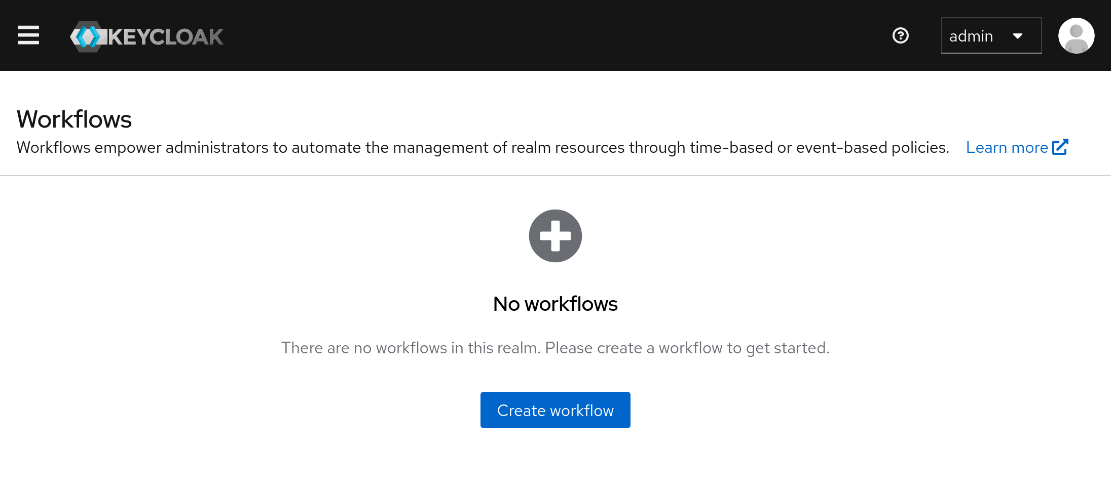 Empty workflows list