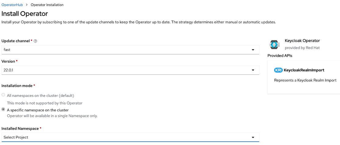 Configure Keycloak Operator